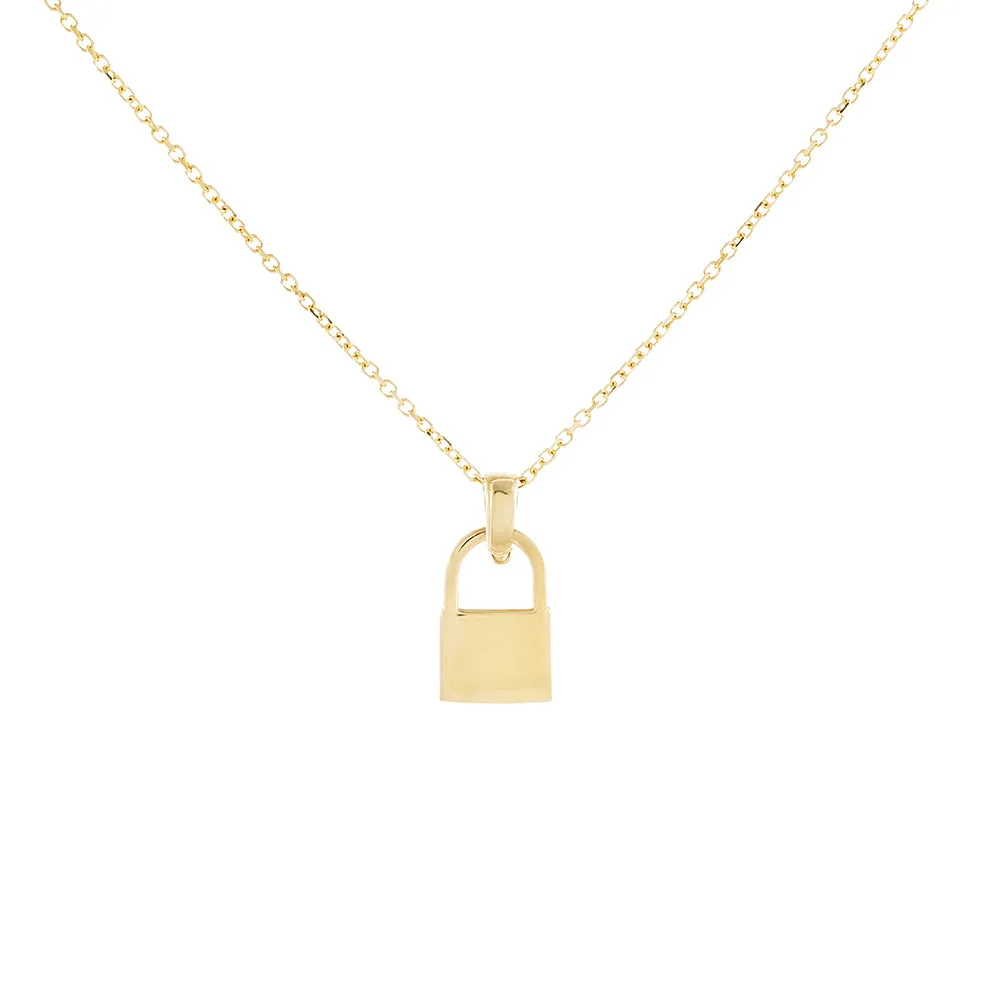 Solid Lock Necklace 14K