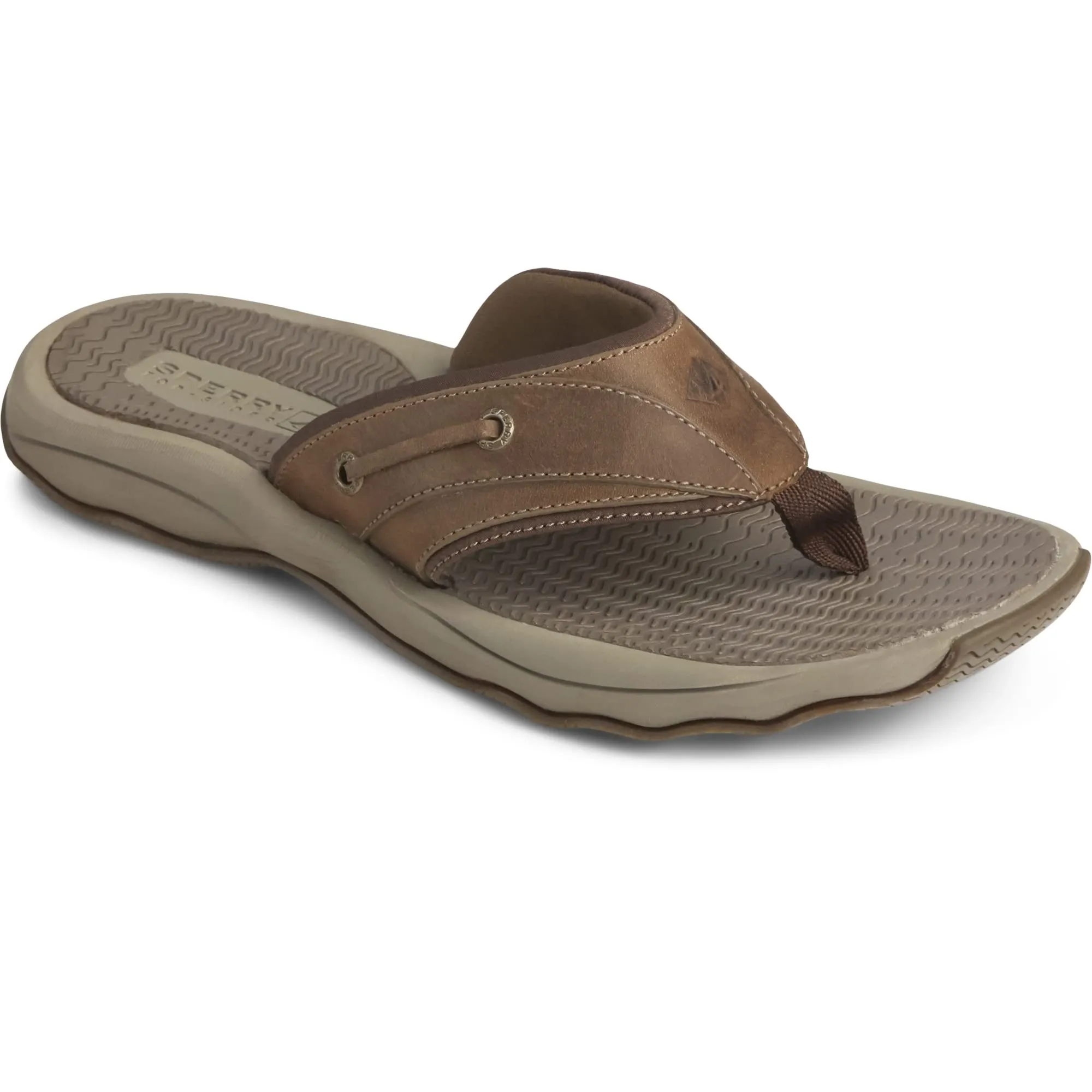 Sperry Mens Outer Banks Thong Sandals, Brown, 8