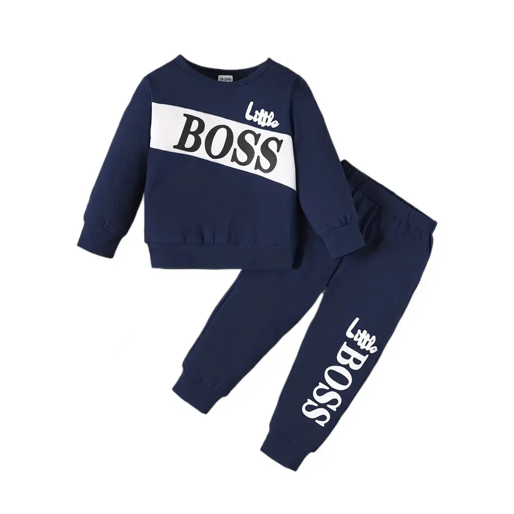 Sporty Letter Print Boy's Outfit 1-6 Yrs