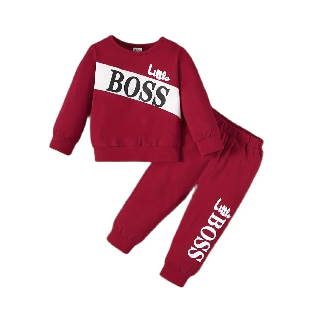 Sporty Letter Print Boy's Outfit 1-6 Yrs