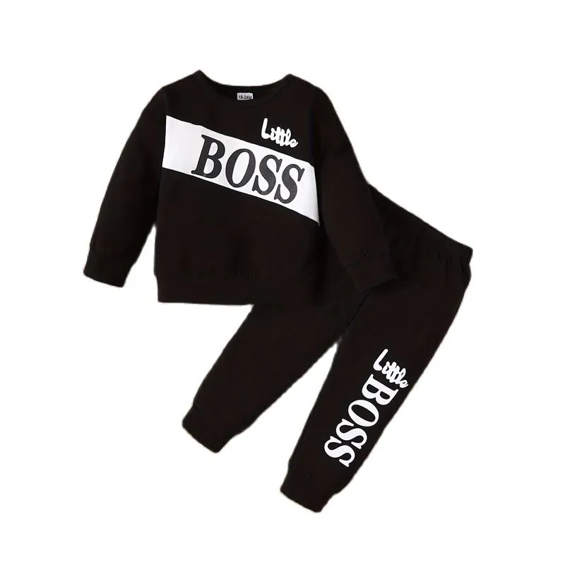 Sporty Letter Print Boy's Outfit 1-6 Yrs