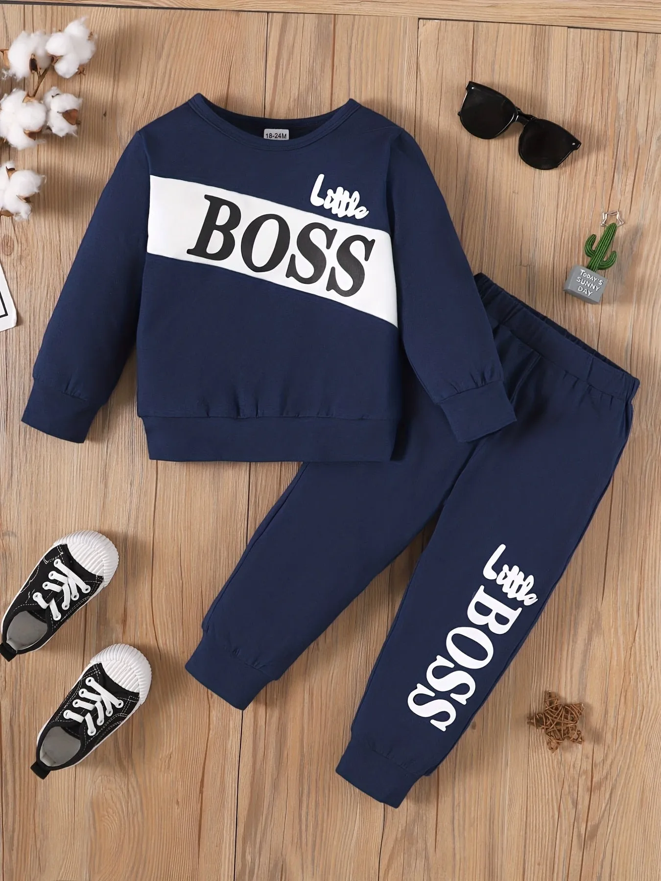 Sporty Letter Print Boy's Outfit 1-6 Yrs