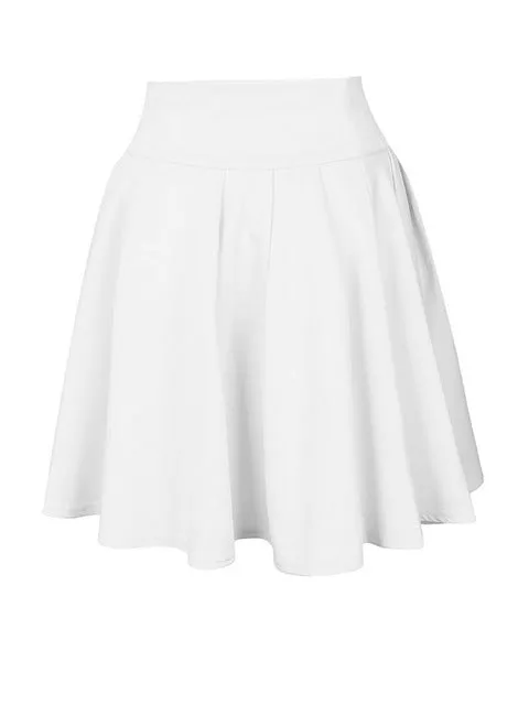 Spring Summer Short Skirts Womens Swing Tutu Skirt Bottoms Pleated Skirts Ladies Basic Solid Color Casual Mini Skater Skirt S-XL
