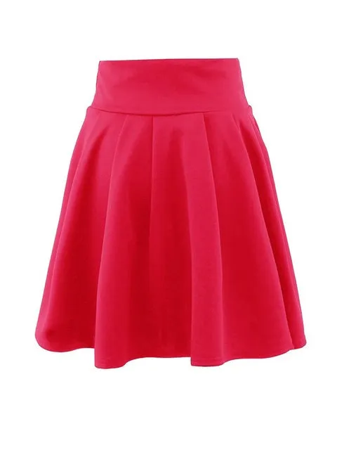Spring Summer Short Skirts Womens Swing Tutu Skirt Bottoms Pleated Skirts Ladies Basic Solid Color Casual Mini Skater Skirt S-XL