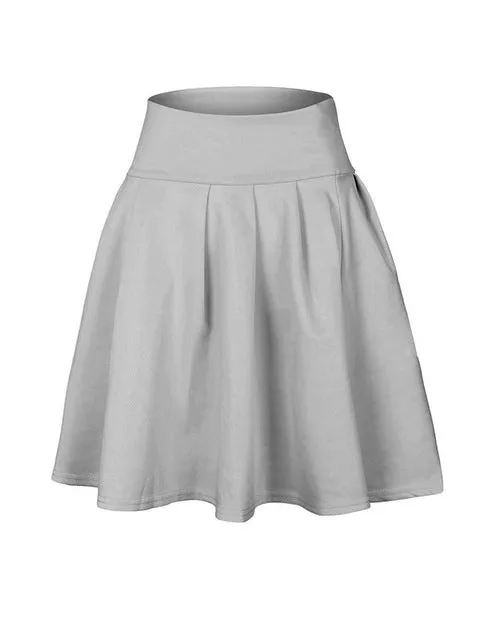 Spring Summer Short Skirts Womens Swing Tutu Skirt Bottoms Pleated Skirts Ladies Basic Solid Color Casual Mini Skater Skirt S-XL