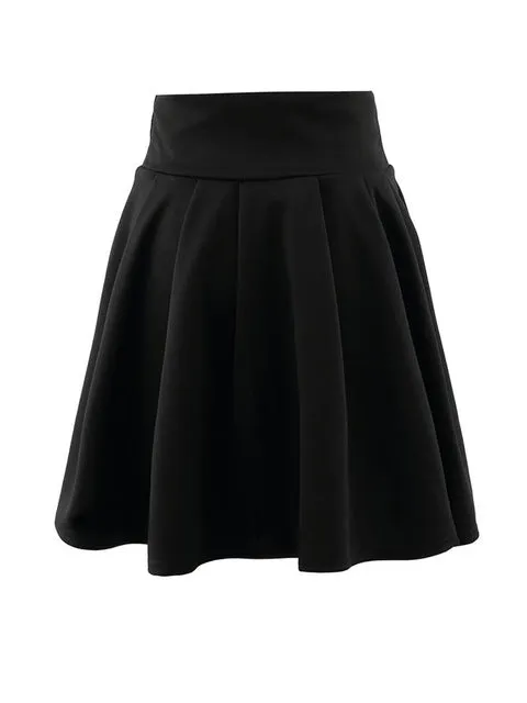 Spring Summer Short Skirts Womens Swing Tutu Skirt Bottoms Pleated Skirts Ladies Basic Solid Color Casual Mini Skater Skirt S-XL