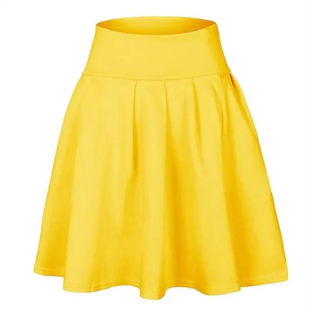 Spring Summer Short Skirts Womens Swing Tutu Skirt Bottoms Pleated Skirts Ladies Basic Solid Color Casual Mini Skater Skirt S-XL