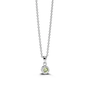 Sterling Silver Rhodium Plated Halo CZ August Birthstone Necklace