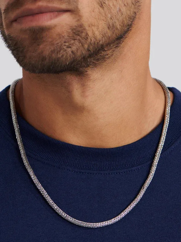 Sterling Silver Round Foxtail Chain Necklace - 4mm