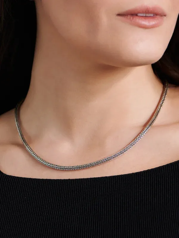 Sterling Silver Round Foxtail Chain Necklace - 4mm