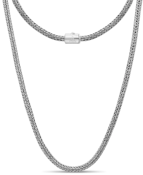 Sterling Silver Round Foxtail Chain Necklace - 4mm