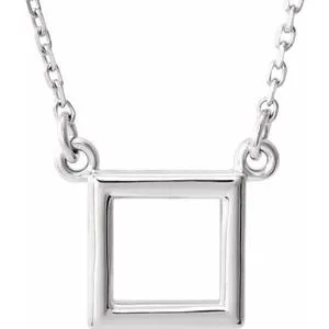 Sterling Silver Square 16.5" Necklace