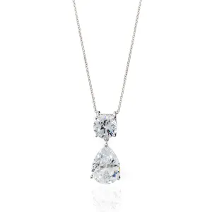 Sterling Silver Teardrop & Round CZ Pendant