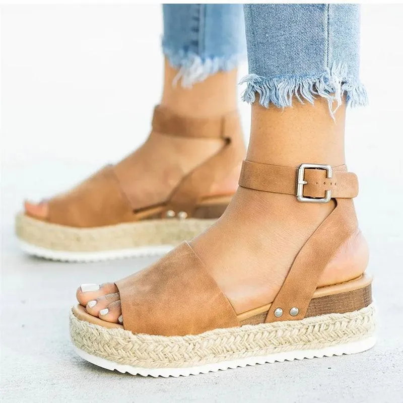 Strap Flatform Espadrille Sandals