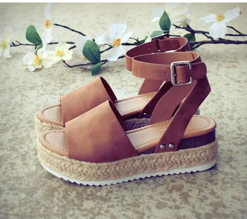 Strap Flatform Espadrille Sandals