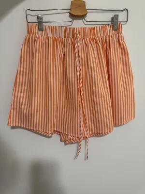 Striped Cotton Shorts Orange/White