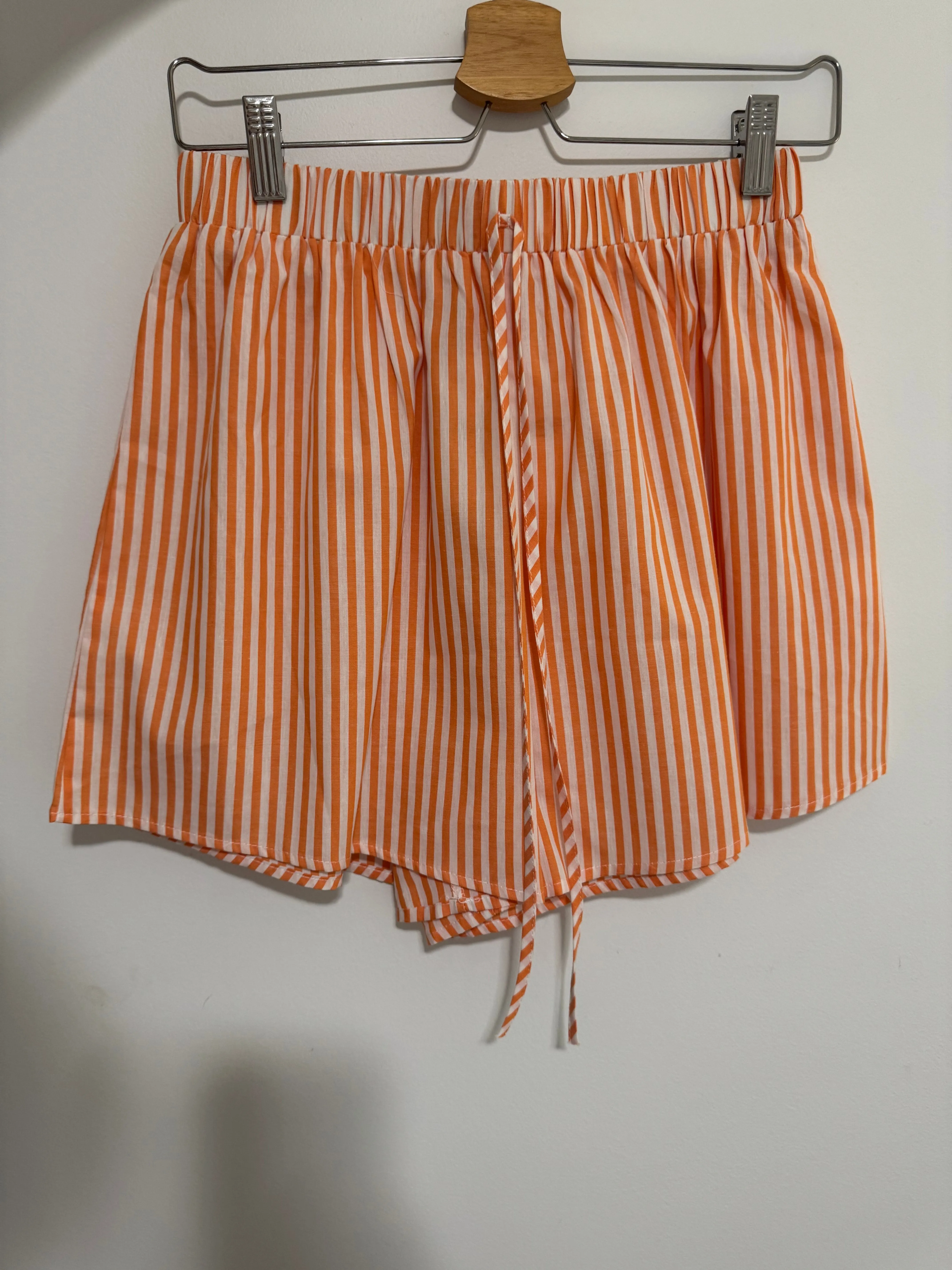 Striped Cotton Shorts Orange/White