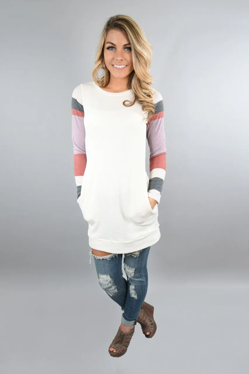 Striped Sleeve Tunic Top