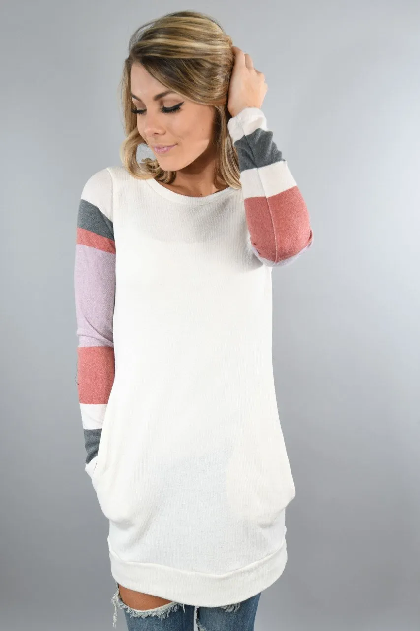 Striped Sleeve Tunic Top