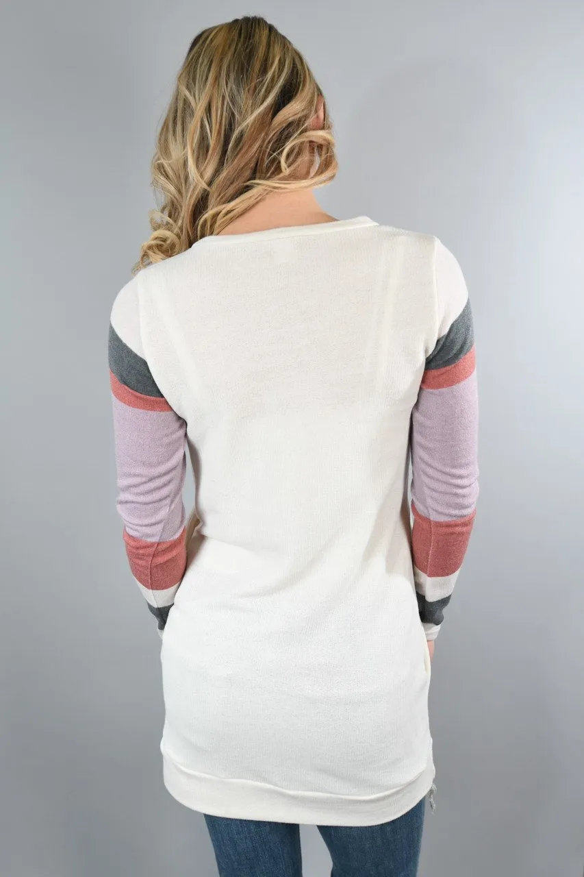 Striped Sleeve Tunic Top