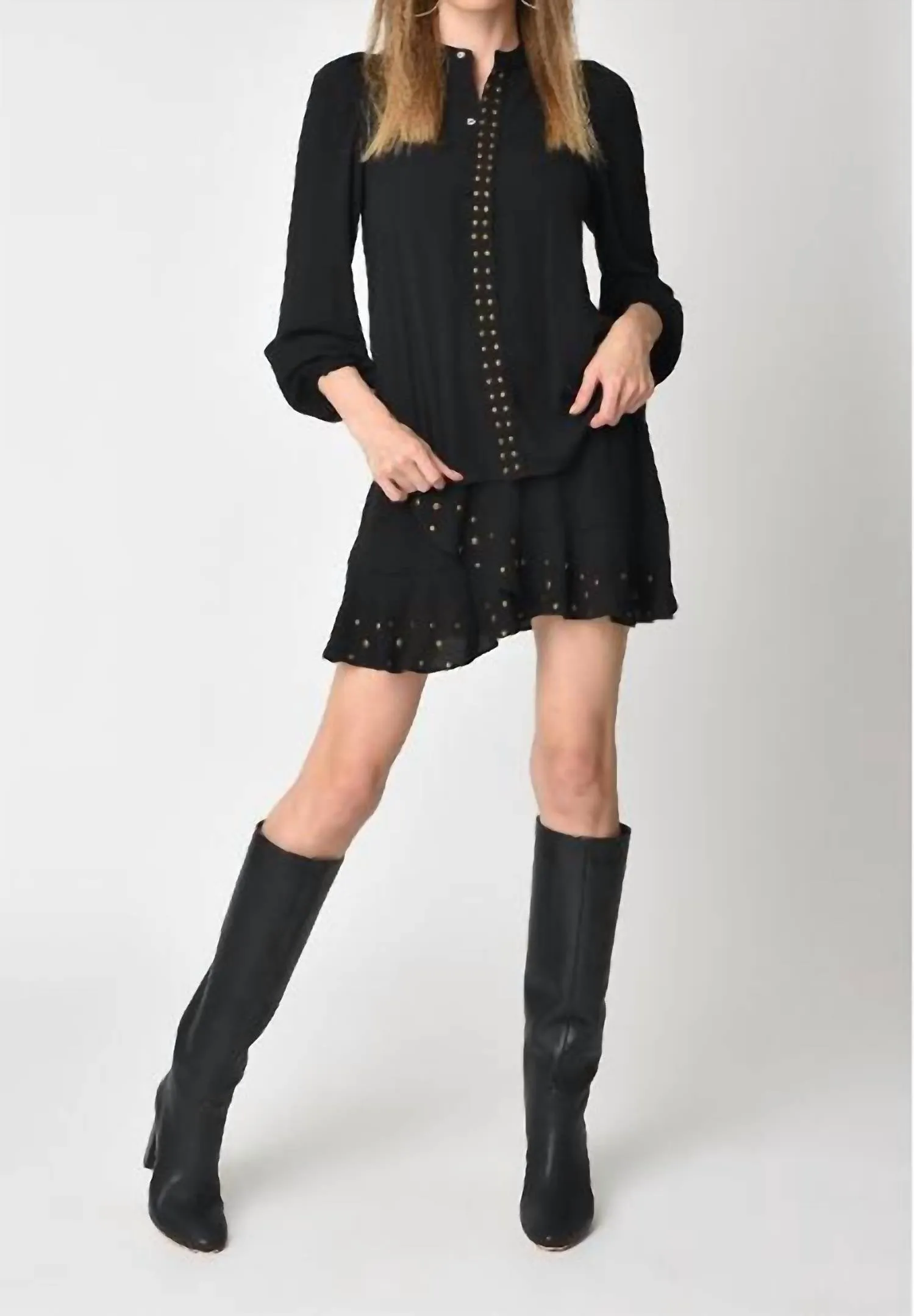 Studded Ruffle Trim Skirt