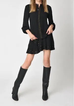 Studded Ruffle Trim Skirt