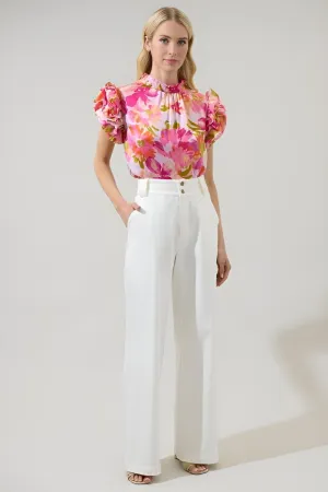 Sugarlips - Abigal Floral Brenna Mock Neck Ruffle Blouse (Final Sale)