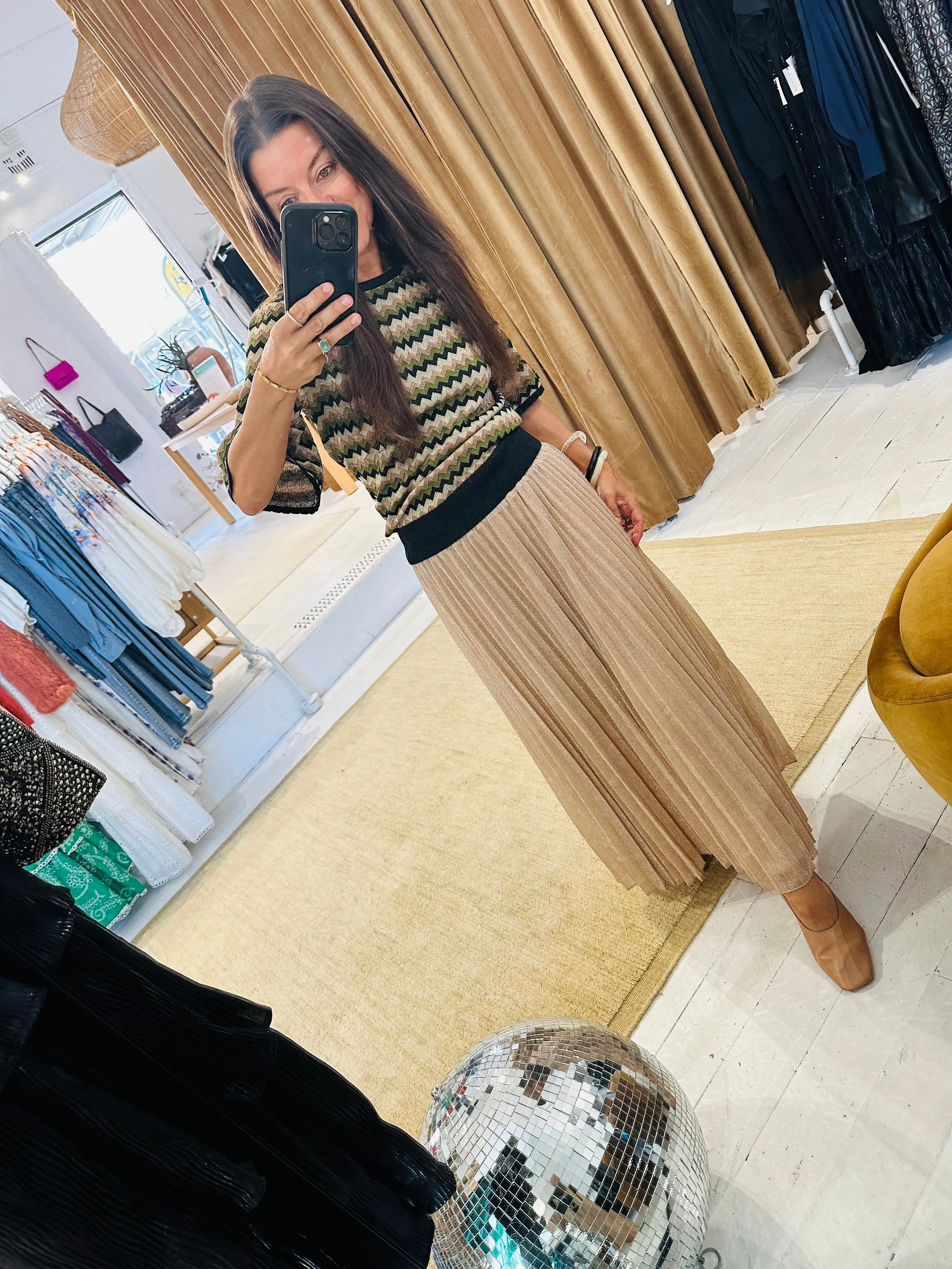 SUPERSONIC SKIRT subtle metallic buff