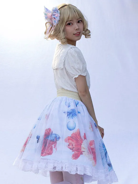 Sweet Lolita SK Floral Print As Image Ruffles Lolita Skirts