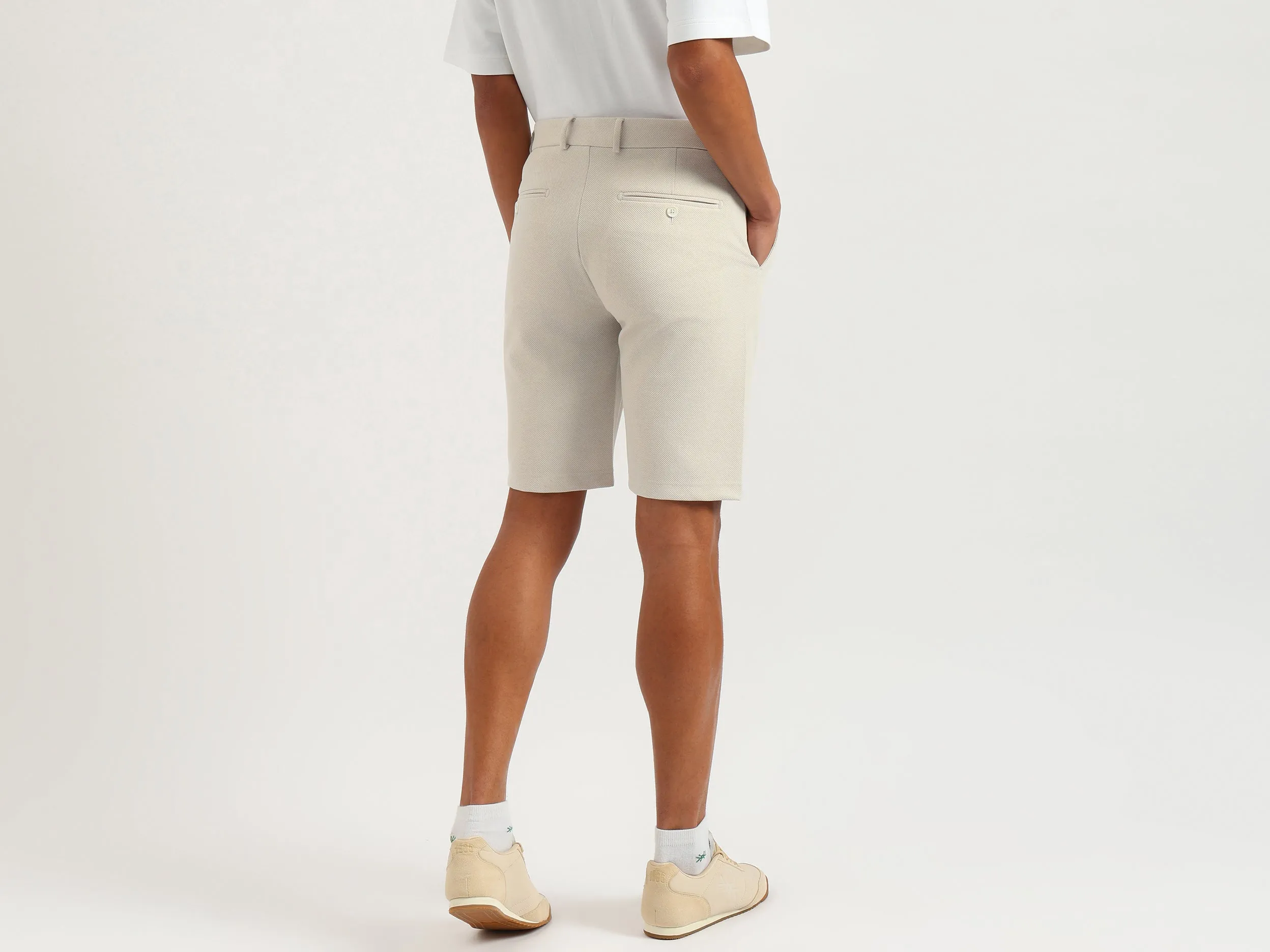 Textured Slim Fit Chino Shorts