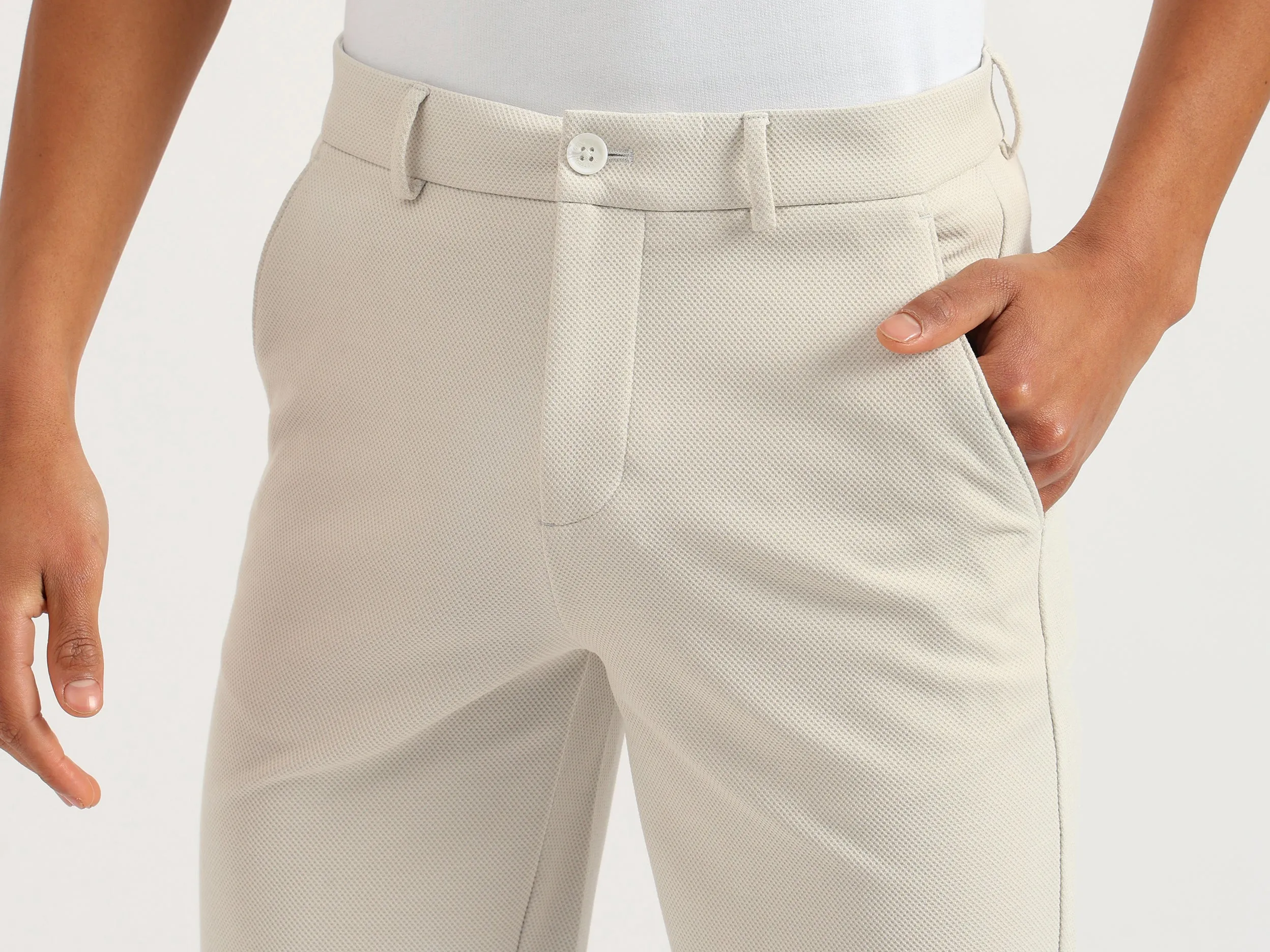 Textured Slim Fit Chino Shorts