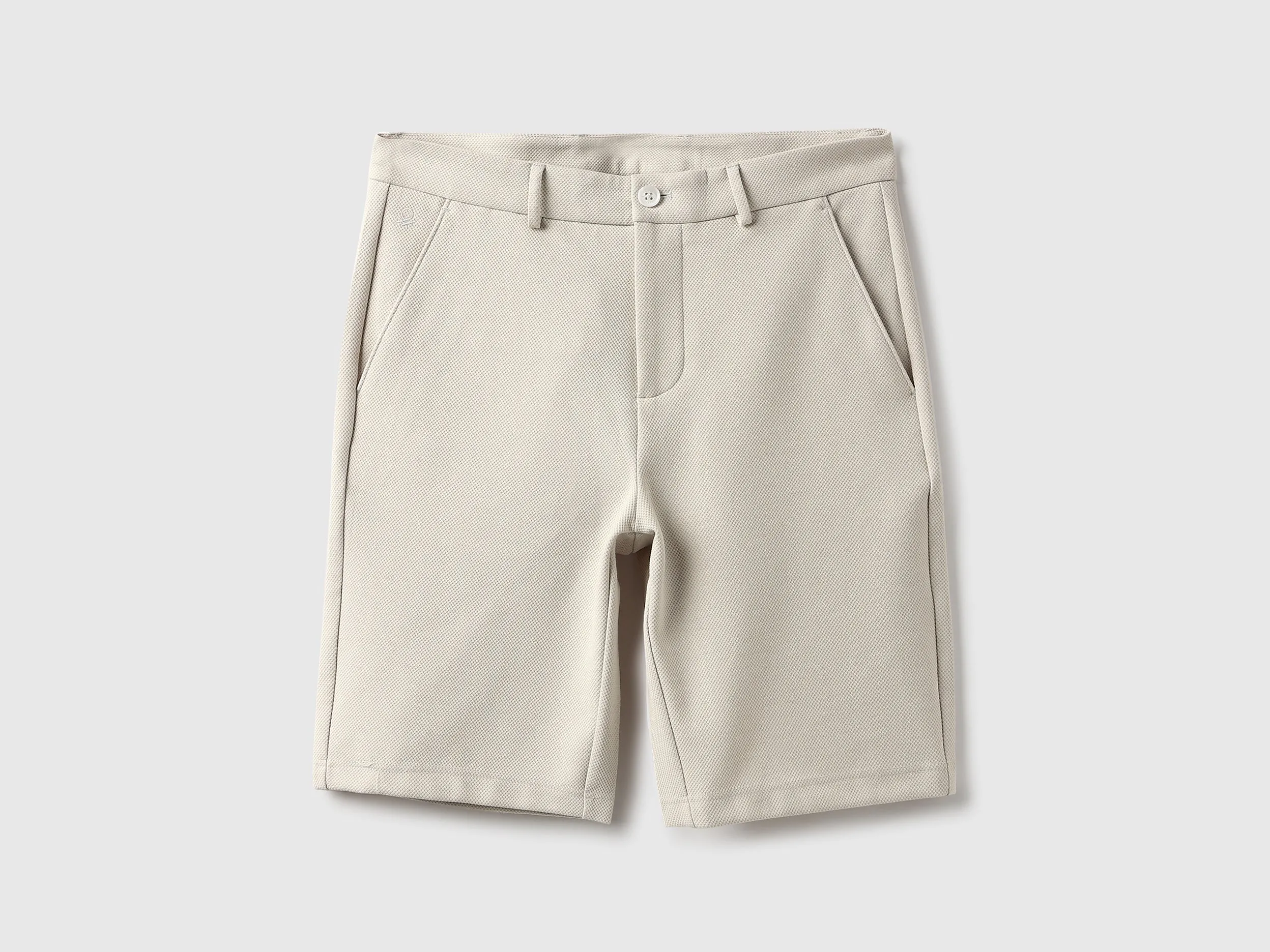 Textured Slim Fit Chino Shorts