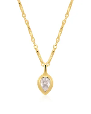 The Pear Double Bezel Charm Necklace