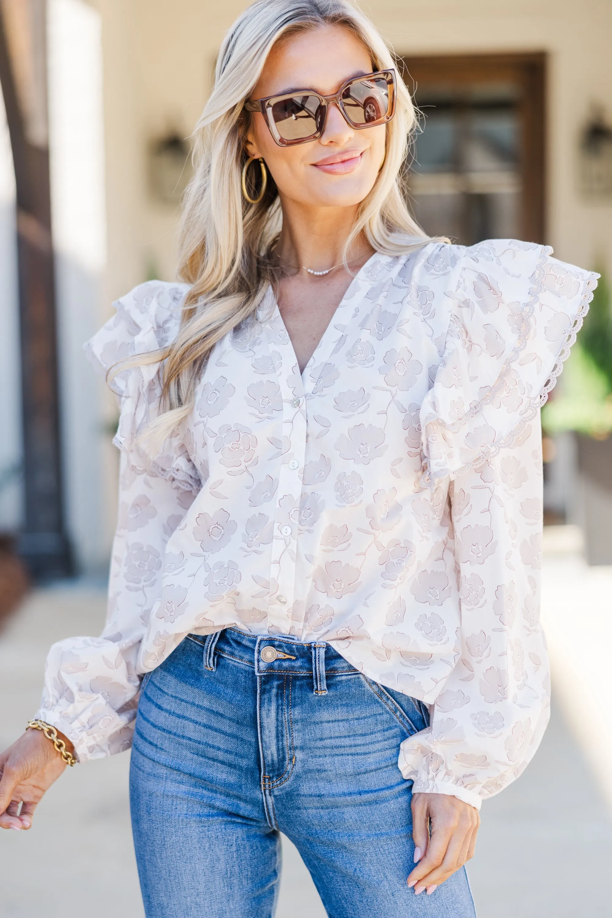 The Rendezvous Cream Floral Blouse