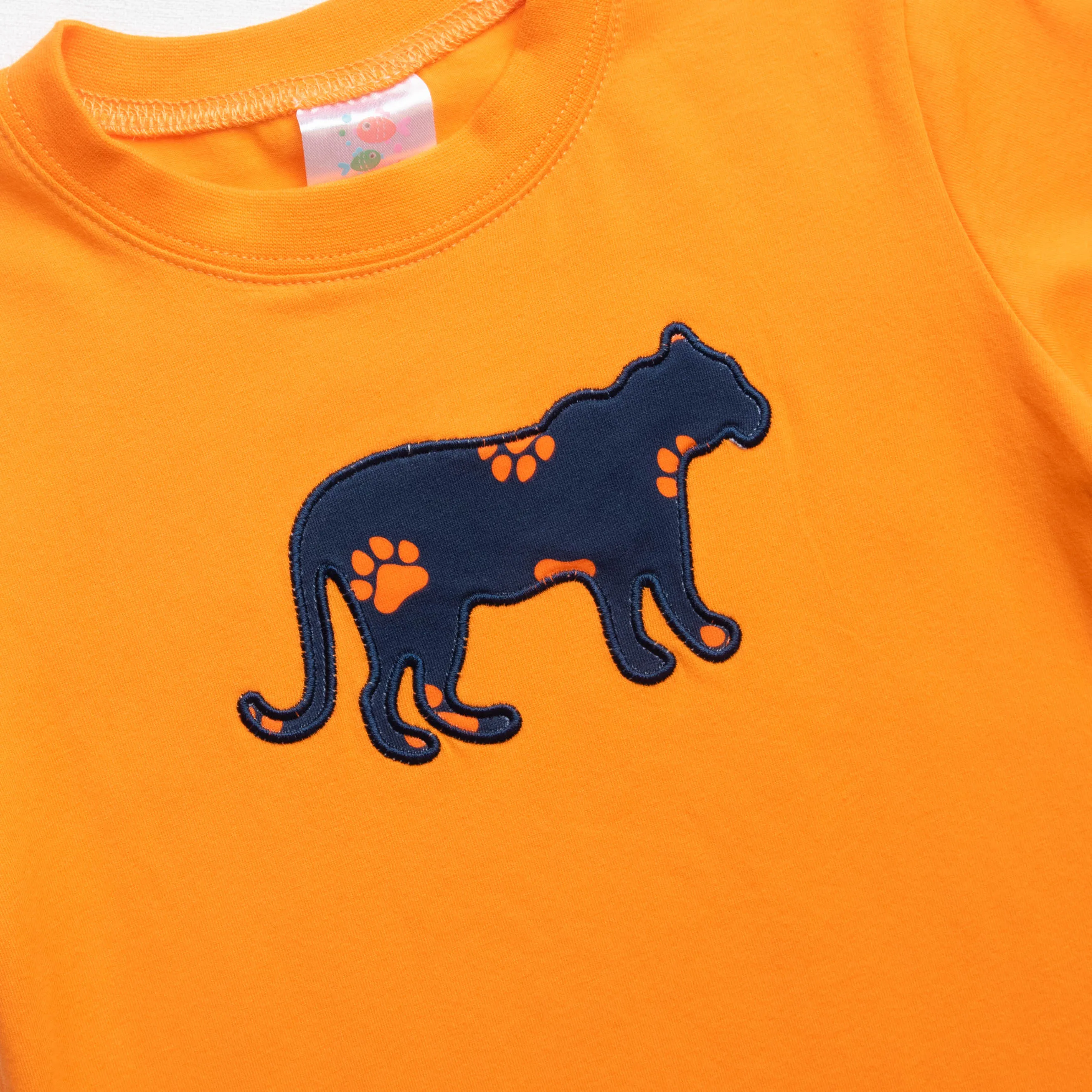 Tiger Applique Paw Print Short Set, Navy