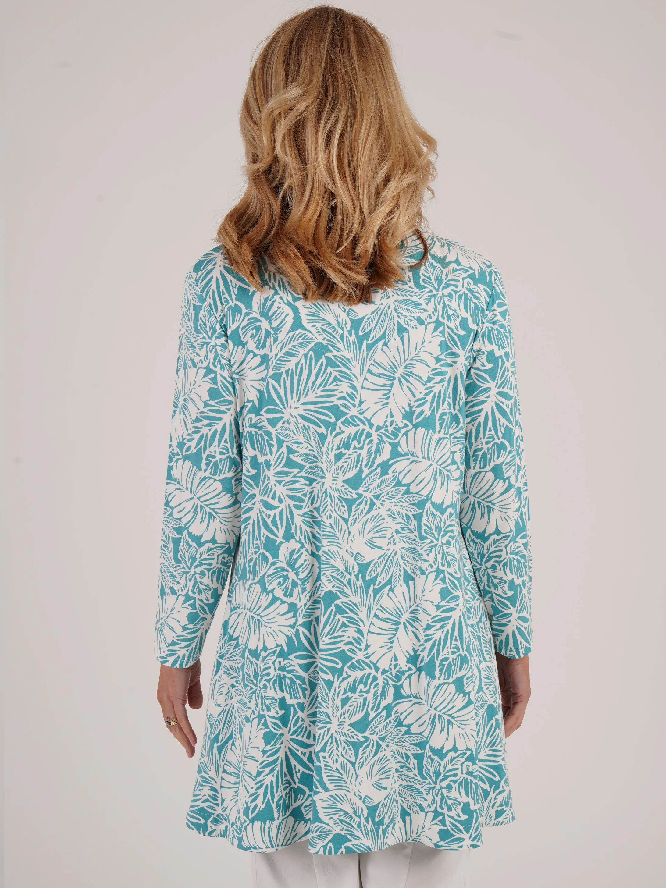 TIGI 18/20 Sea Green Tropical Palm Print Tunic - T25-43B