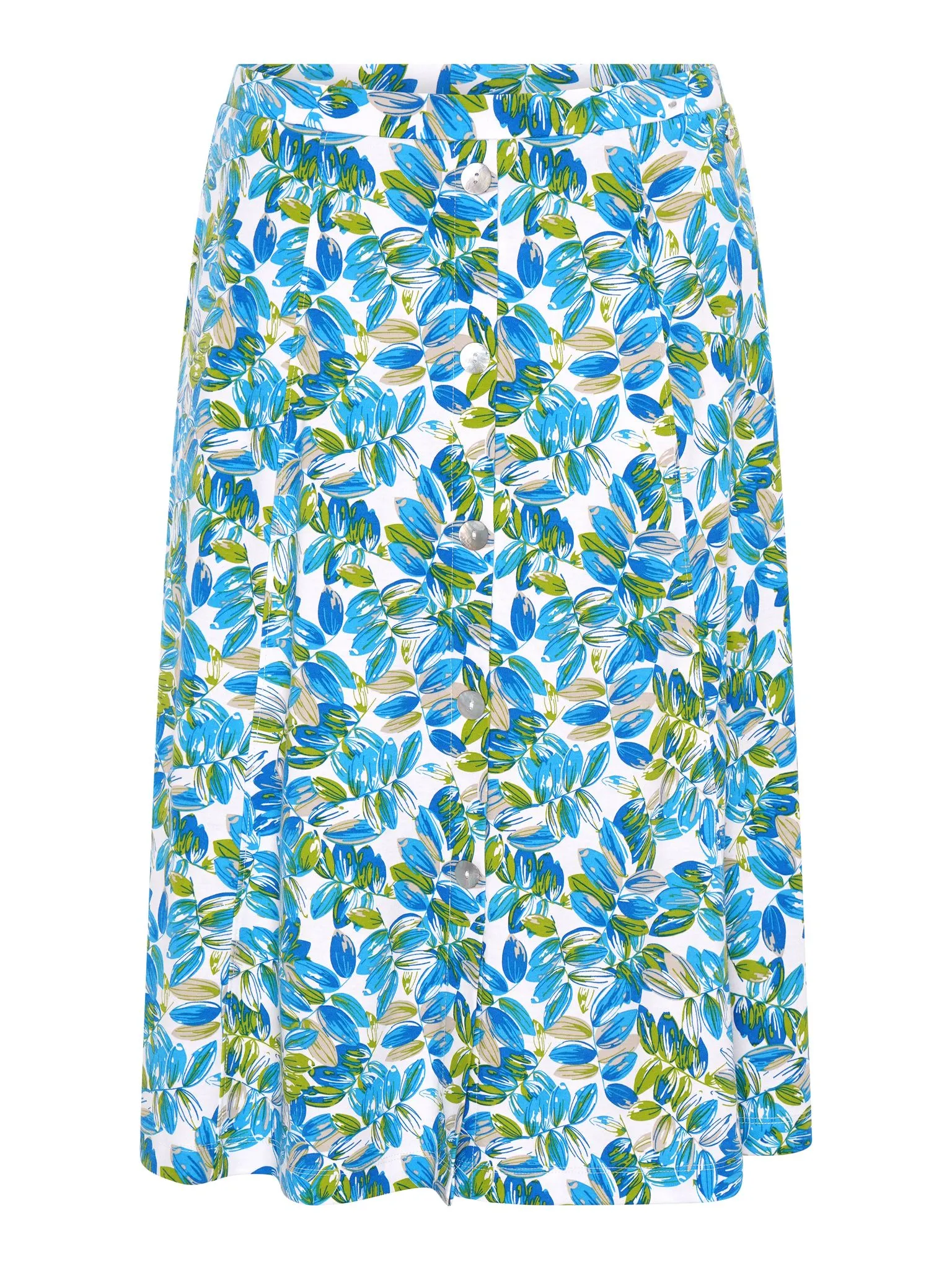 TIGI 18/20 Short Blue/Green Floral Button Skirt - T25-34DS