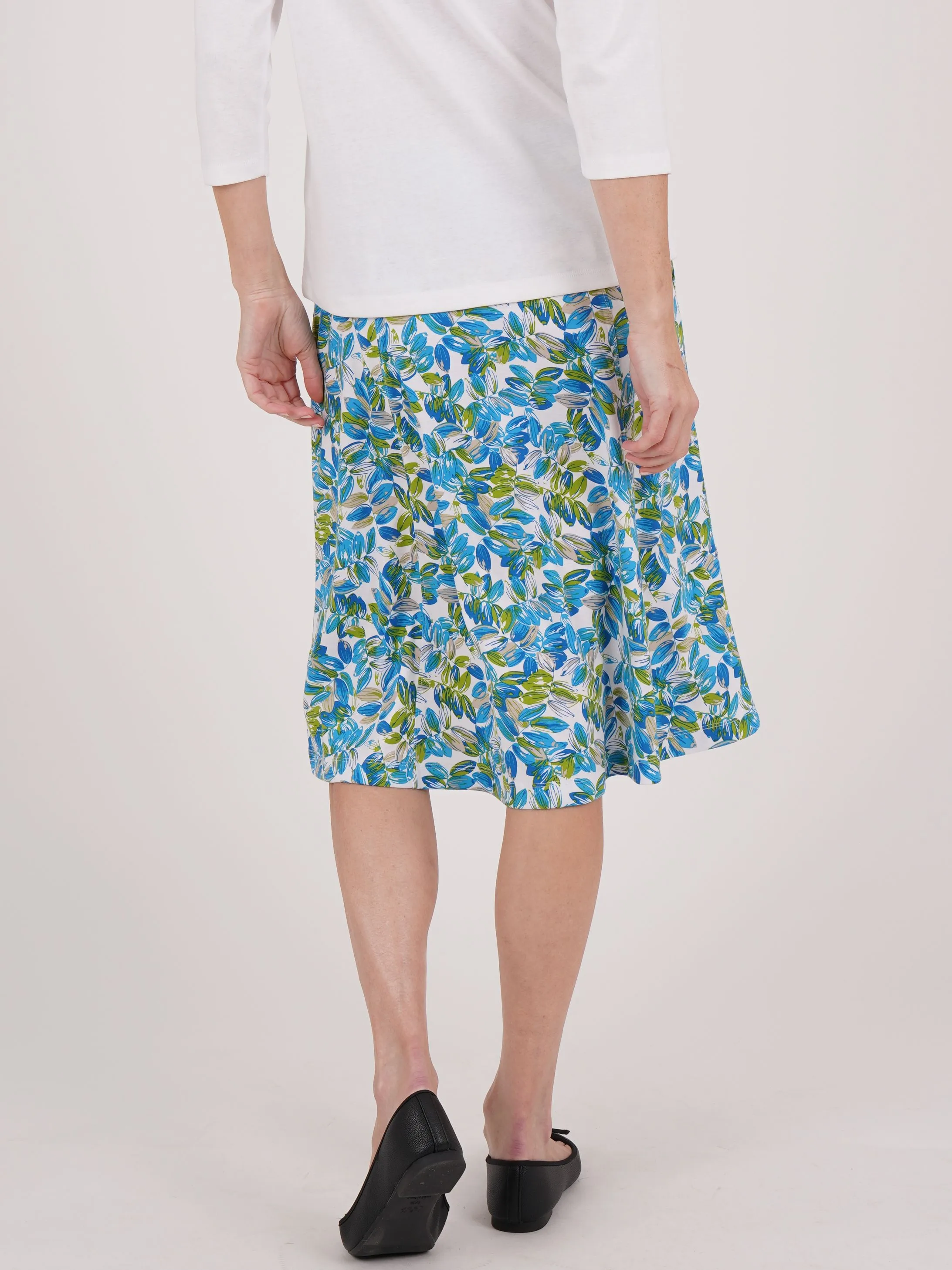 TIGI 18/20 Short Blue/Green Floral Button Skirt - T25-34DS