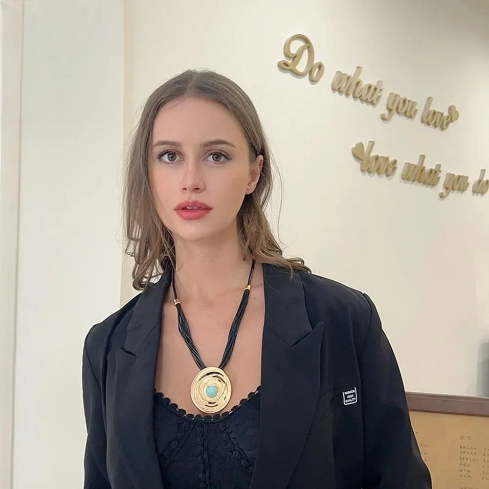 Trending Products Gold Color Statement Round Necklace for Women
