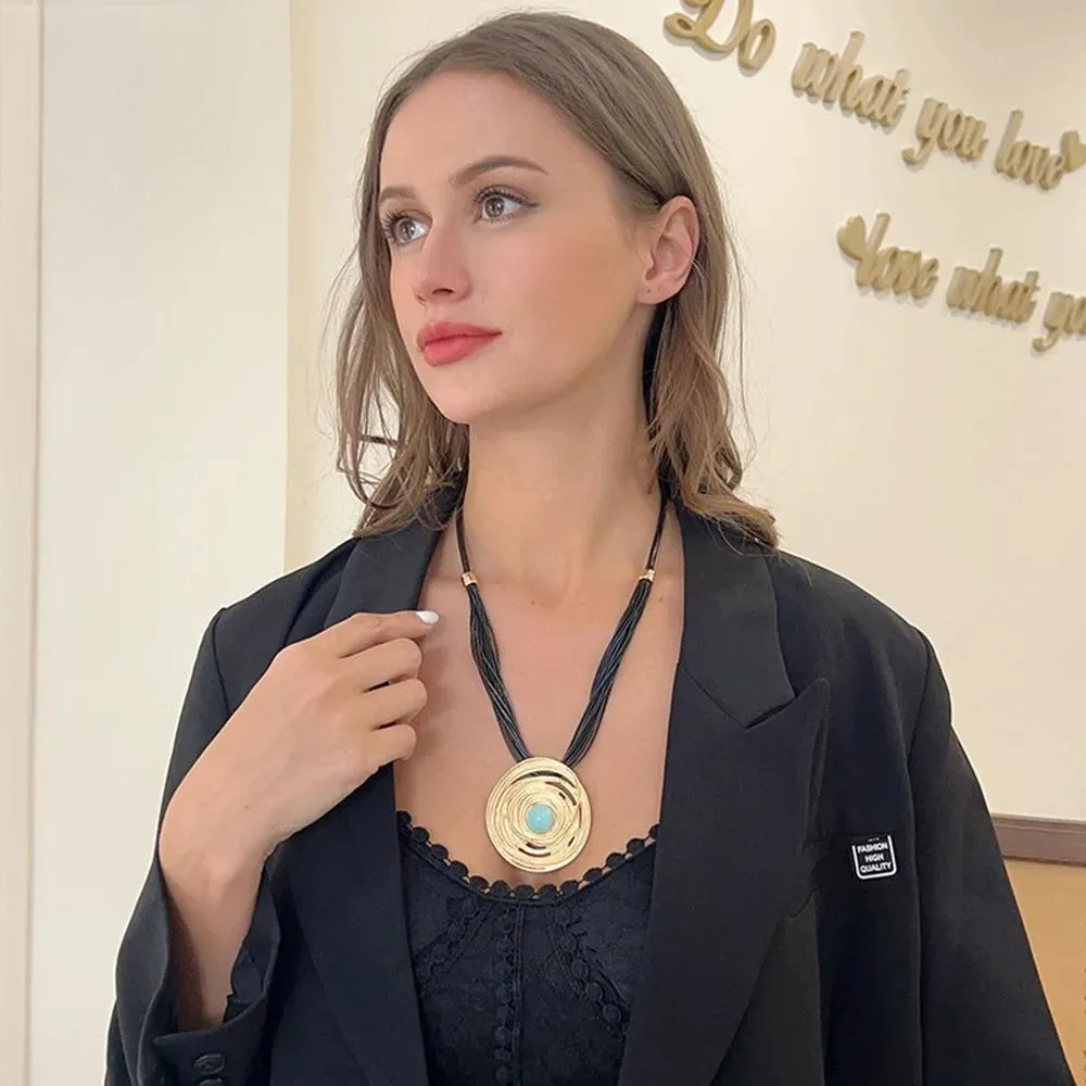 Trending Products Gold Color Statement Round Necklace for Women