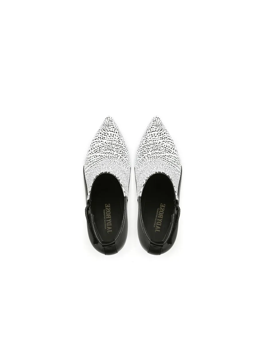 Triangled Silver High Heel Cut Out White Leather Platform Ankle Boots