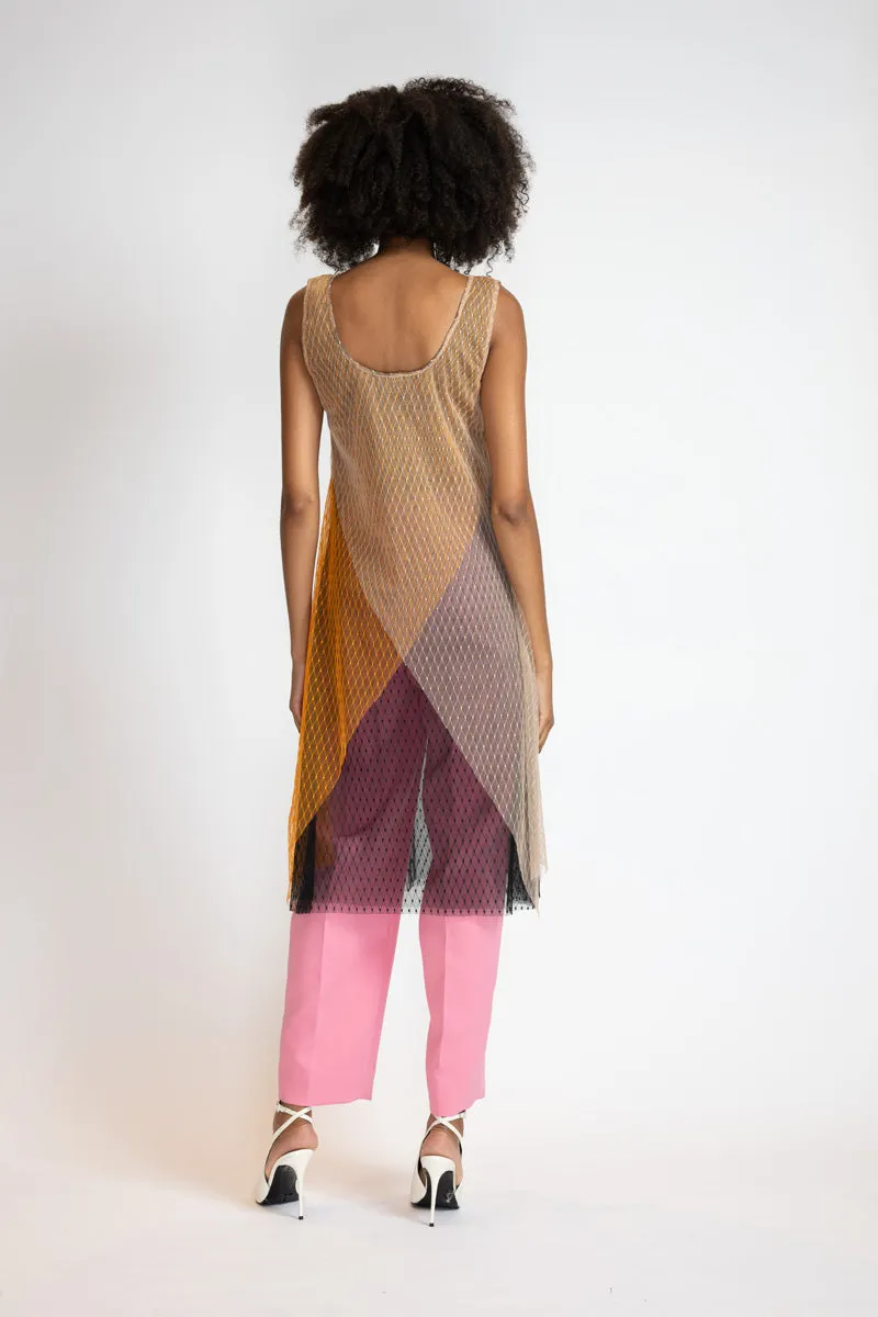 Tricolor Lattice Point D’Esprit Camisole Tunic