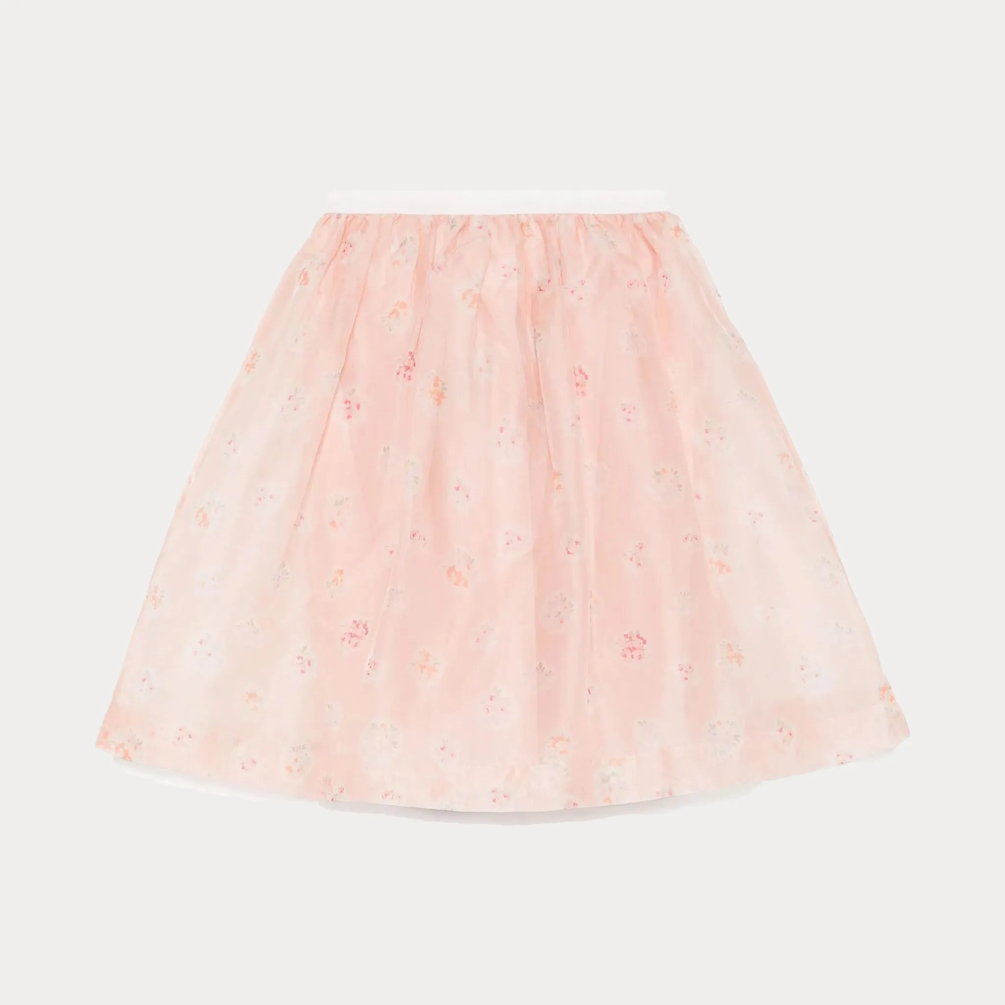 Tulle with floral motifs pois skirt