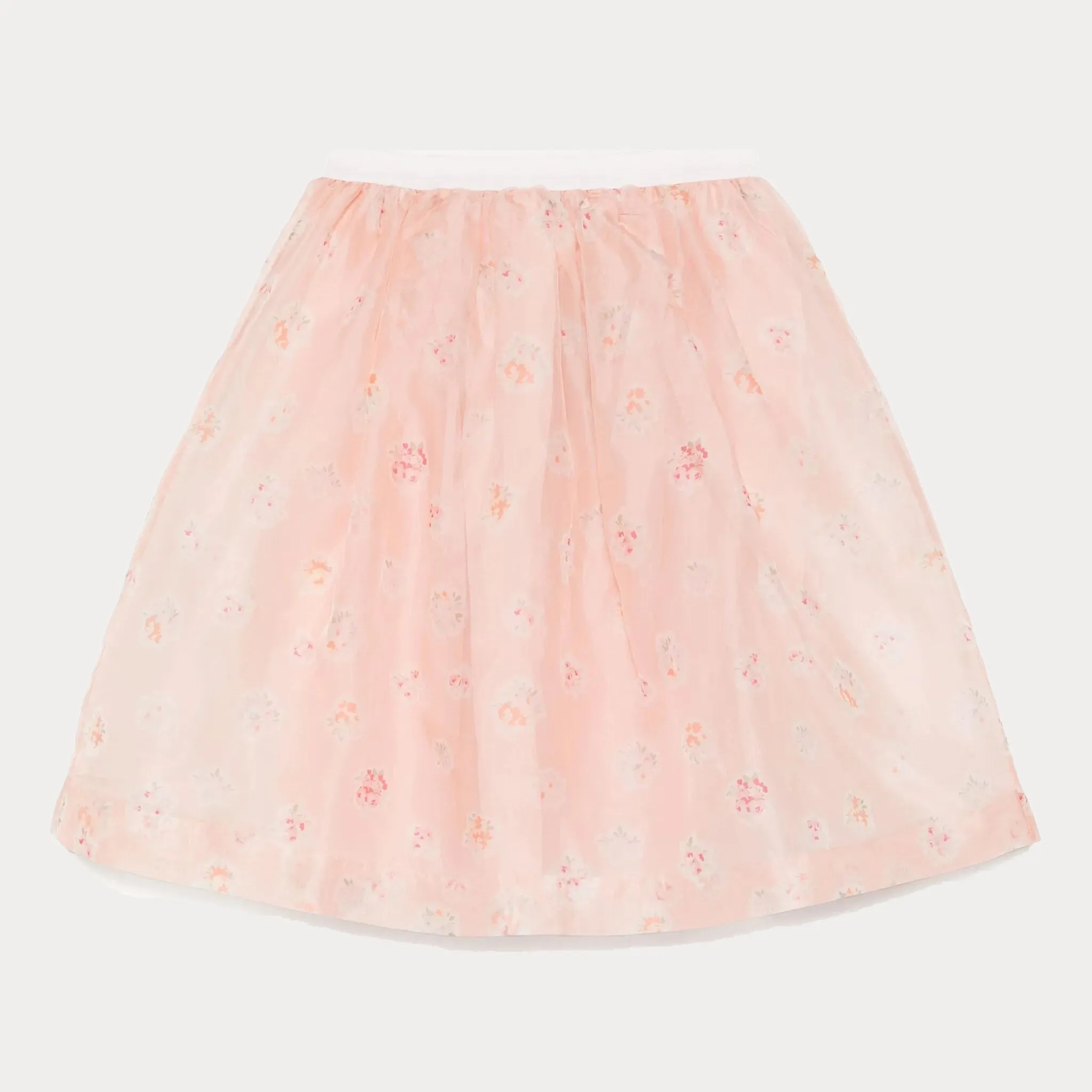 Tulle with floral motifs pois skirt