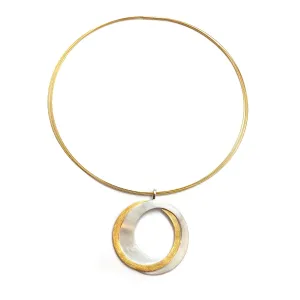 Two Tone Interlocking Circle Necklace - Cable