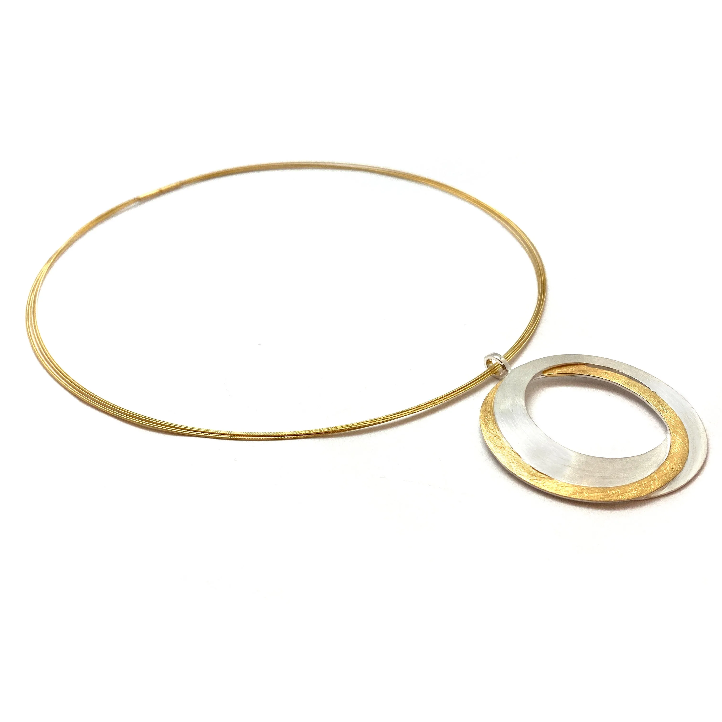 Two Tone Interlocking Circle Necklace - Cable