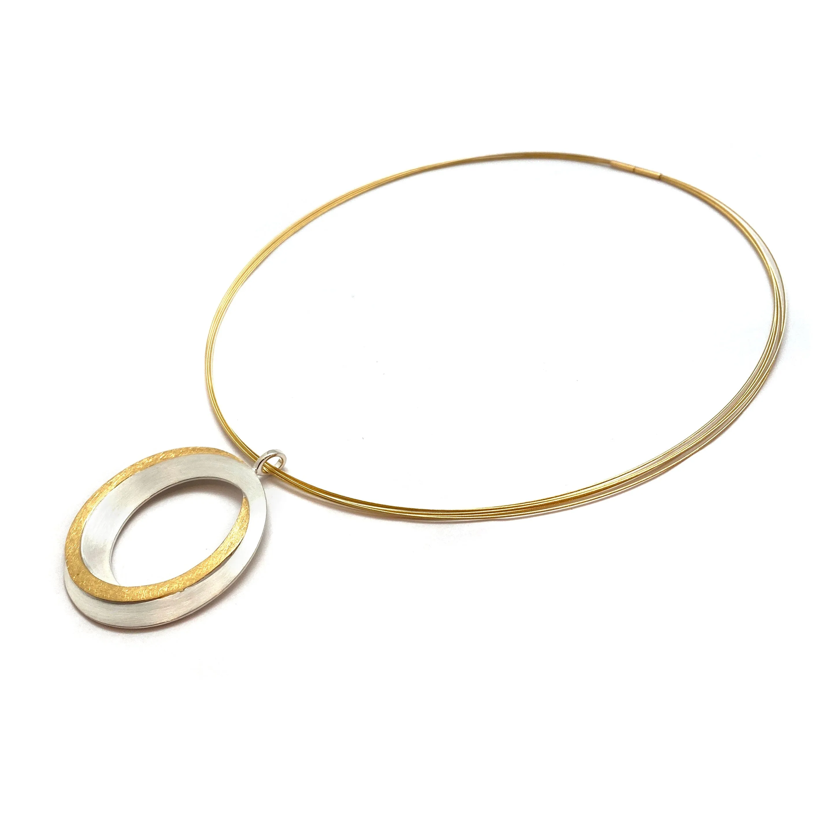 Two Tone Interlocking Circle Necklace - Cable