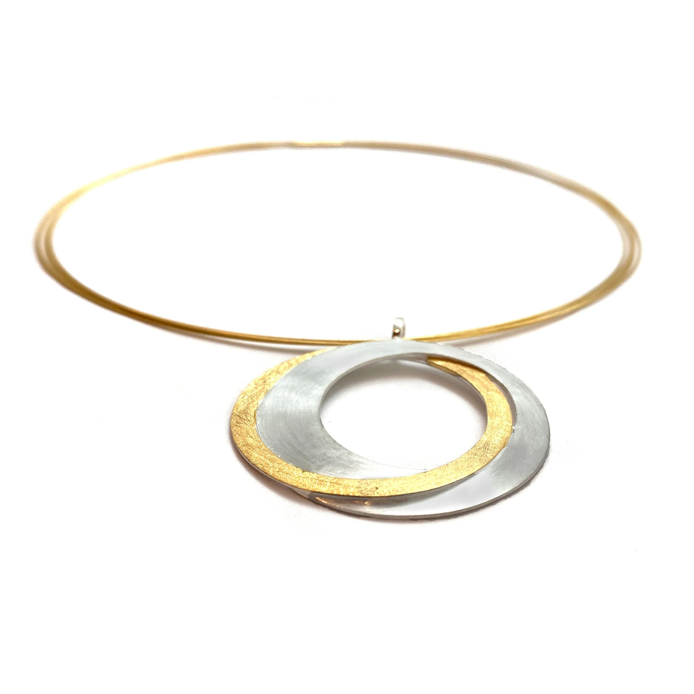 Two Tone Interlocking Circle Necklace - Cable