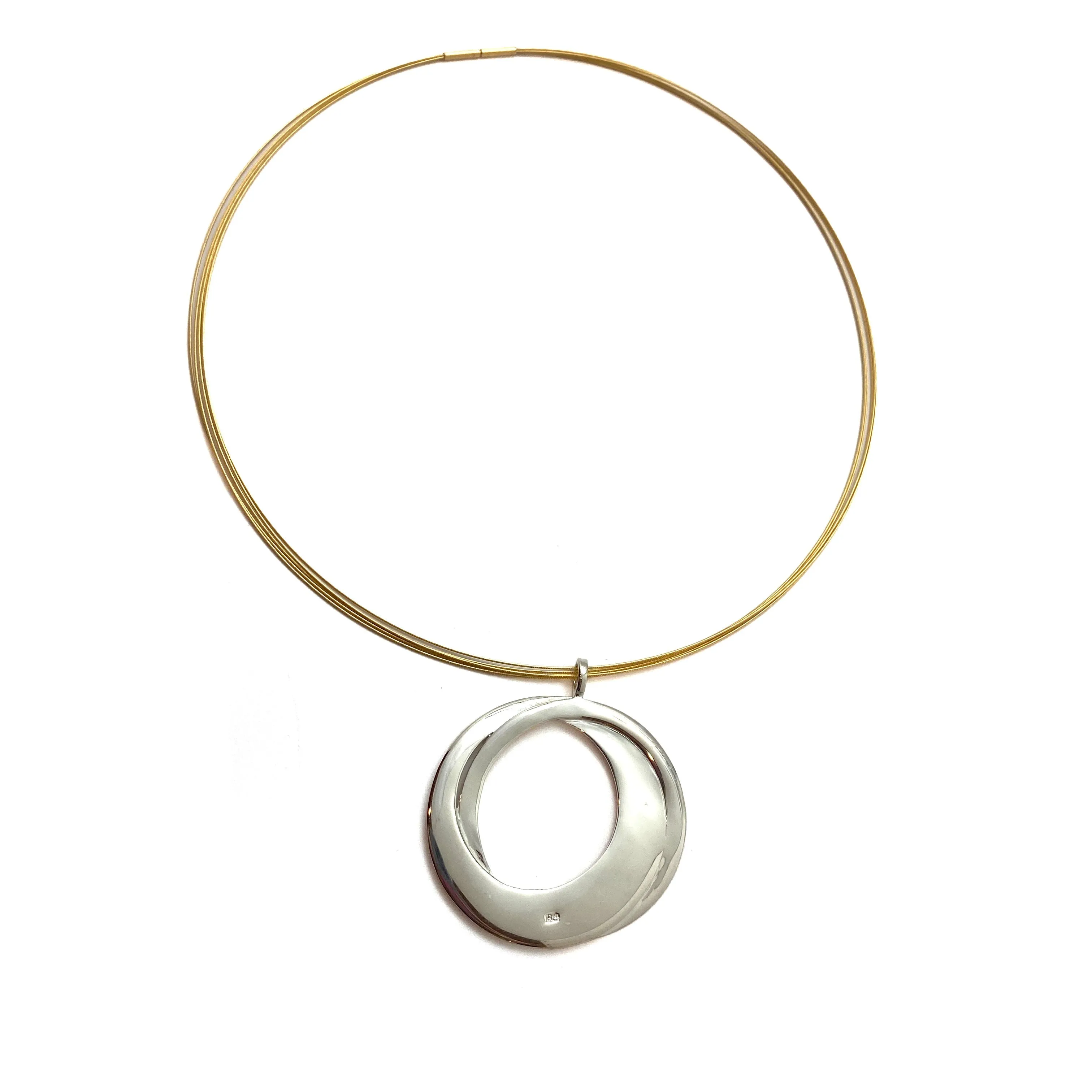Two Tone Interlocking Circle Necklace - Cable