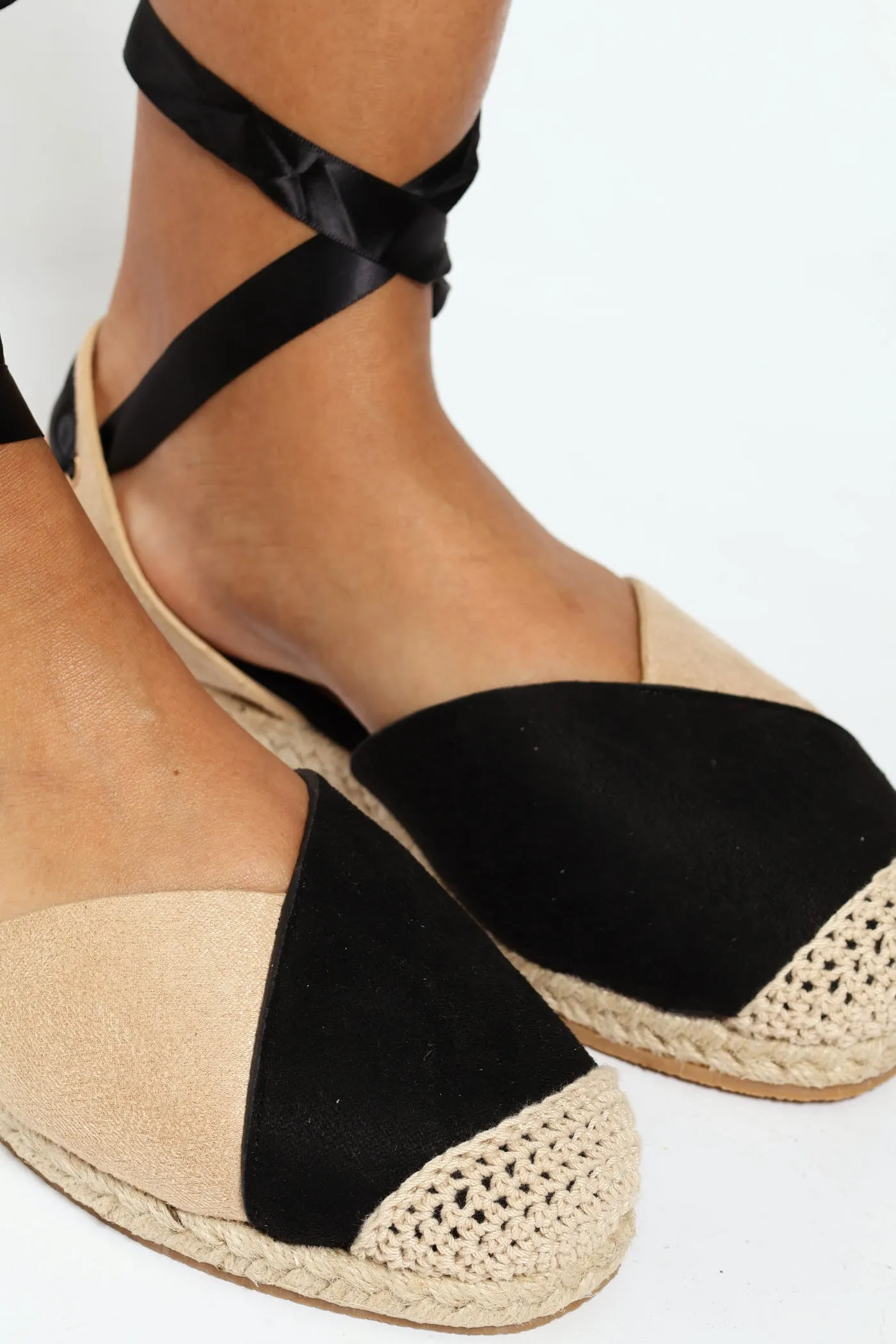 Two Toned Lace Up Espadrille Sandal